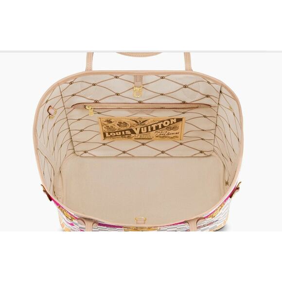 Louis Vuitton Neverfull MM Portofino Damier Azur Summer Trunk Bag Purse Rare LTD - Picture 7 of 16